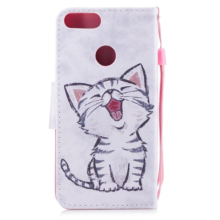 Pattern Printing Leather Wallet Cover for Huawei P Smart / Enjoy 7S - Cat Pattern-2