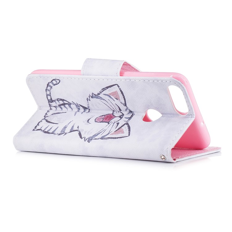Pattern Printing Leather Wallet Cover for Huawei P Smart / Enjoy 7S - Cat Pattern-3