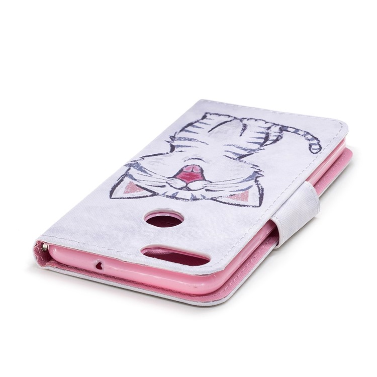 Pattern Printing Leather Wallet Cover for Huawei P Smart / Enjoy 7S - Cat Pattern-5
