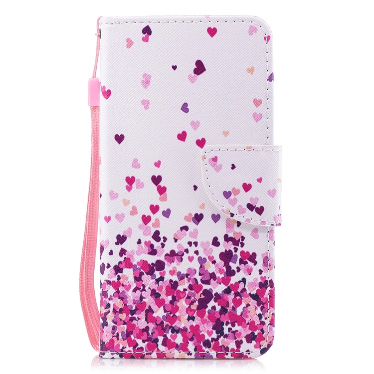 Pattern Printing Cell Phone Leather Card Holder Cover for Huawei P Smart / Enjoy 7S - Colorful Hearts-1