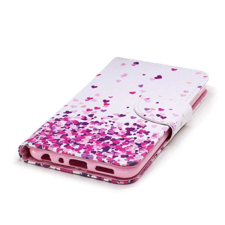 Pattern Printing Cell Phone Leather Card Holder Cover for Huawei P Smart / Enjoy 7S - Colorful Hearts-4