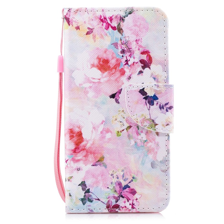 Funda Protectora De Cuero De Impresión De Patrones Para Huawei P Smart / Disfruta De Los 7s - Flores Vívidas