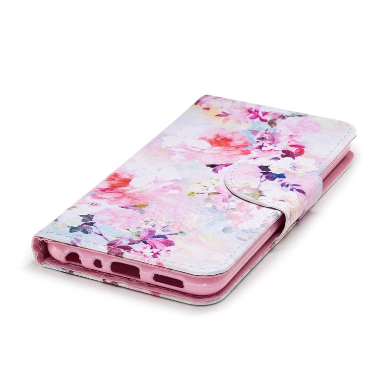 Funda Protectora De Cuero De Impresión De Patrones Para Huawei P Smart / Disfruta De Los 7s - Flores Vívidas