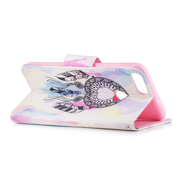 Pattern Printing PU Leather Stand Case for Huawei P Smart / Enjoy 7S - Dream Catcher-3