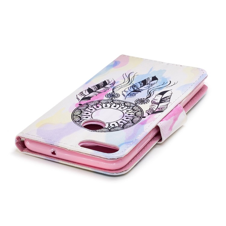Pattern Printing PU Leather Stand Case for Huawei P Smart / Enjoy 7S - Dream Catcher-5