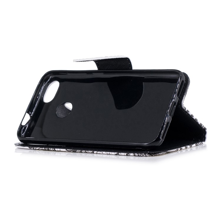 Pattern Printing Leather Wallet Case for Huawei Y6 Pro (2017) / Enjoy 7 / P9 lite mini - Black and White Cat-6