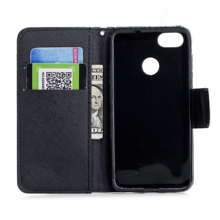 Pattern Printing Leather Wallet Case for Huawei Y6 Pro (2017) / Enjoy 7 / P9 lite mini - Black and White Cat-7