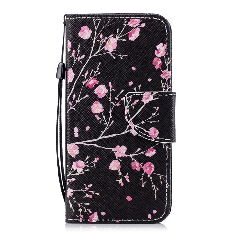 Pattern Printing Leather Wallet Cover for Huawei Y6 Pro (2017) / Enjoy 7 / P9 lite mini - Pink Flowers-1