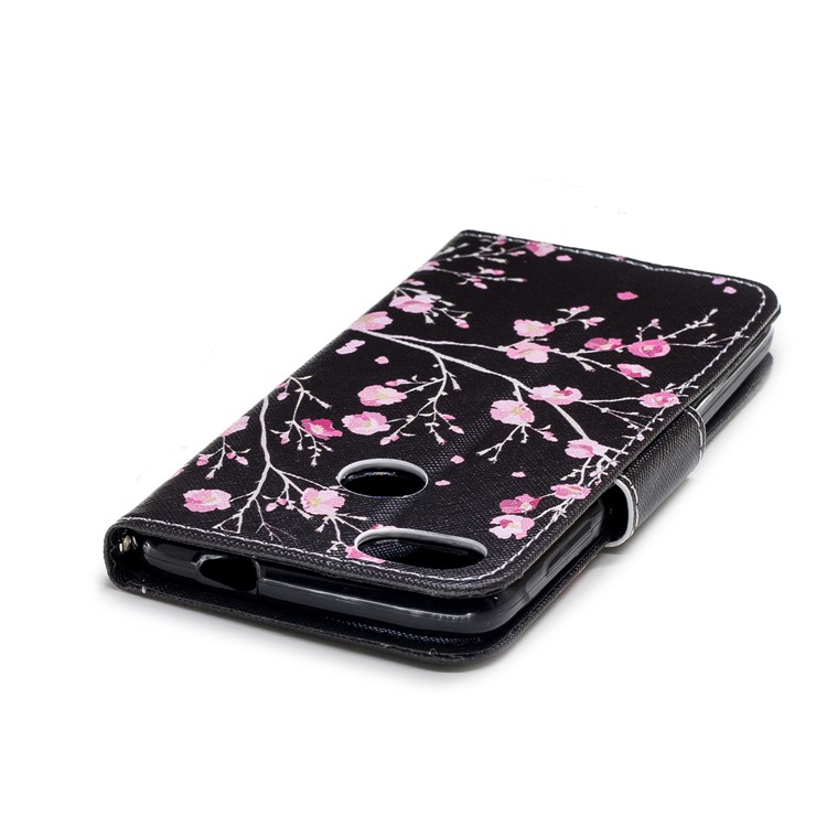 Pattern Printing Leather Wallet Cover for Huawei Y6 Pro (2017) / Enjoy 7 / P9 lite mini - Pink Flowers-5