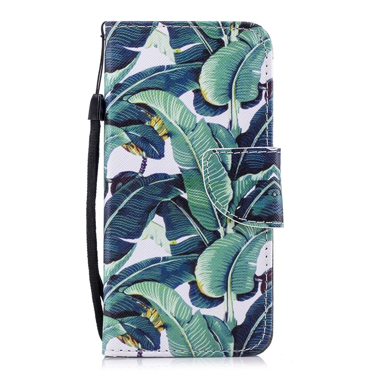 Pattern Printing Leather Wallet Shell Case for Huawei Y6 Pro (2017) / Enjoy 7 / P9 lite mini - Leaf Pattern-1