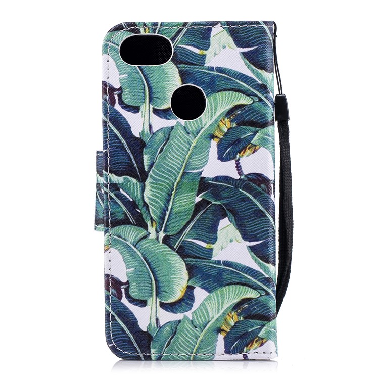 Pattern Printing Leather Wallet Shell Case for Huawei Y6 Pro (2017) / Enjoy 7 / P9 lite mini - Leaf Pattern-2