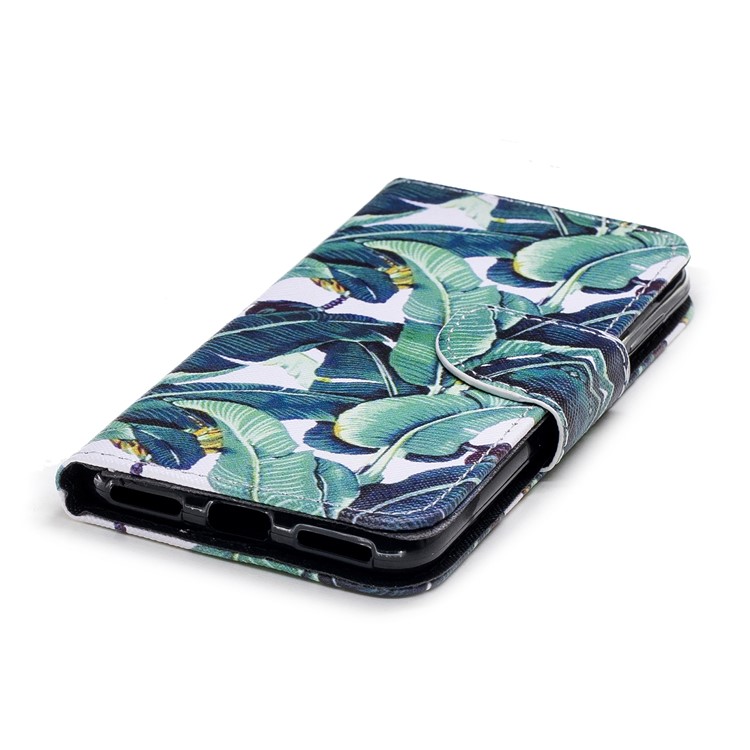 Pattern Printing Leather Wallet Shell Case for Huawei Y6 Pro (2017) / Enjoy 7 / P9 lite mini - Leaf Pattern-4