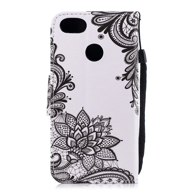 Pattern Printing Leather Wallet Case Cover for Huawei Y6 Pro (2017) / Enjoy 7 / P9 lite mini - Black Flowers-2