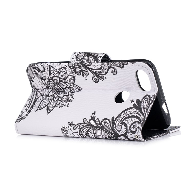 Pattern Printing Leather Wallet Case Cover for Huawei Y6 Pro (2017) / Enjoy 7 / P9 lite mini - Black Flowers-3
