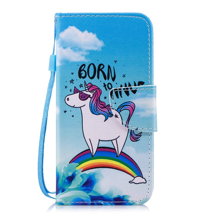 Pattern Printing Leather Stand Cover with Card Slots for Huawei Y6 Pro (2017) / Enjoy 7 / P9 lite mini - Unicorn Pattern-1