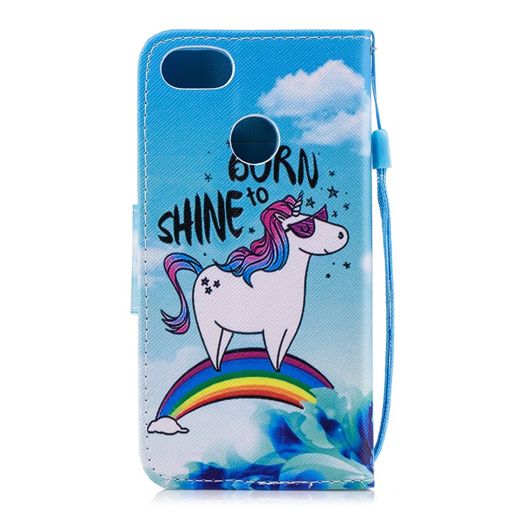 Pattern Printing Leather Stand Cover with Card Slots for Huawei Y6 Pro (2017) / Enjoy 7 / P9 lite mini - Unicorn Pattern-2