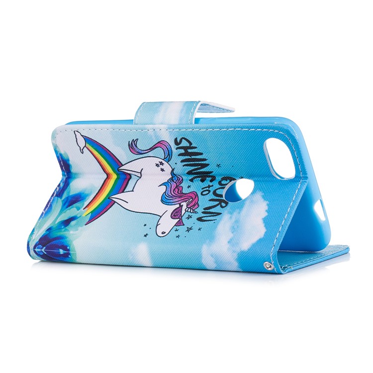 Pattern Printing Leather Stand Cover with Card Slots for Huawei Y6 Pro (2017) / Enjoy 7 / P9 lite mini - Unicorn Pattern-3