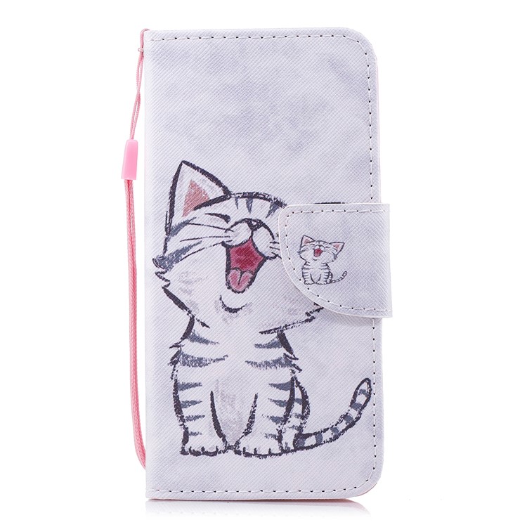 Pattern Printing Stand Leather Wallet Case for Huawei Y6 Pro (2017) / Enjoy 7 / P9 lite mini - Cat Pattern-1