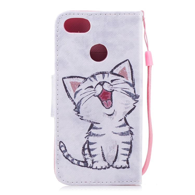 Pattern Printing Stand Leather Wallet Case for Huawei Y6 Pro (2017) / Enjoy 7 / P9 lite mini - Cat Pattern-2