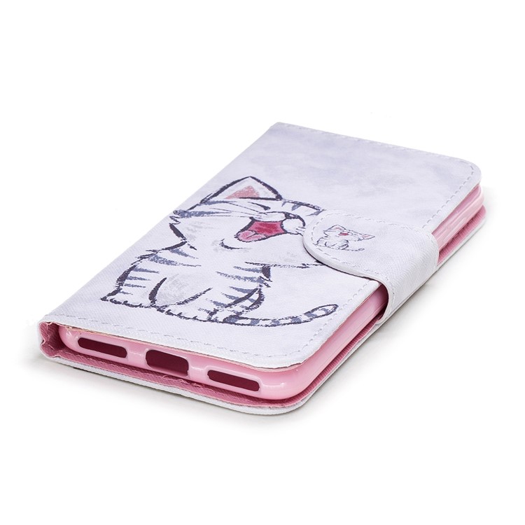 Pattern Printing Stand Leather Wallet Case for Huawei Y6 Pro (2017) / Enjoy 7 / P9 lite mini - Cat Pattern-4