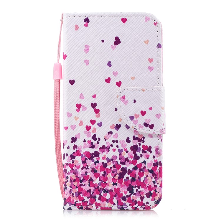 Pattern Printing Phone Leather Wallet Case for Huawei Y6 Pro (2017) / Enjoy 7 / P9 lite mini - Colorful Hearts-1