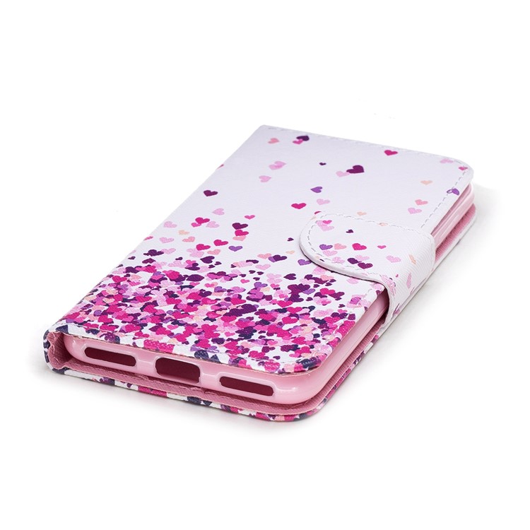 Pattern Printing Phone Leather Wallet Case for Huawei Y6 Pro (2017) / Enjoy 7 / P9 lite mini - Colorful Hearts-4