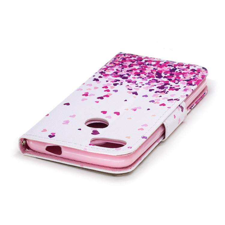 Pattern Printing Phone Leather Wallet Case for Huawei Y6 Pro (2017) / Enjoy 7 / P9 lite mini - Colorful Hearts-5