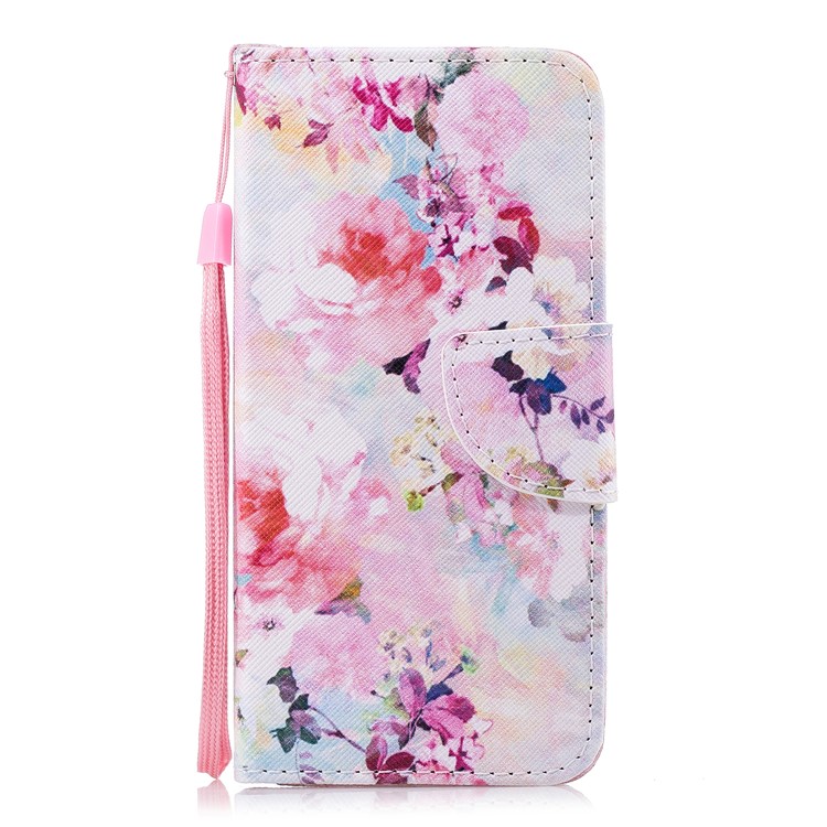 Patterned Leather Wallet Case for Huawei Y6 Pro (2017) / Enjoy 7 / P9 lite mini - Vivid Flowers-1