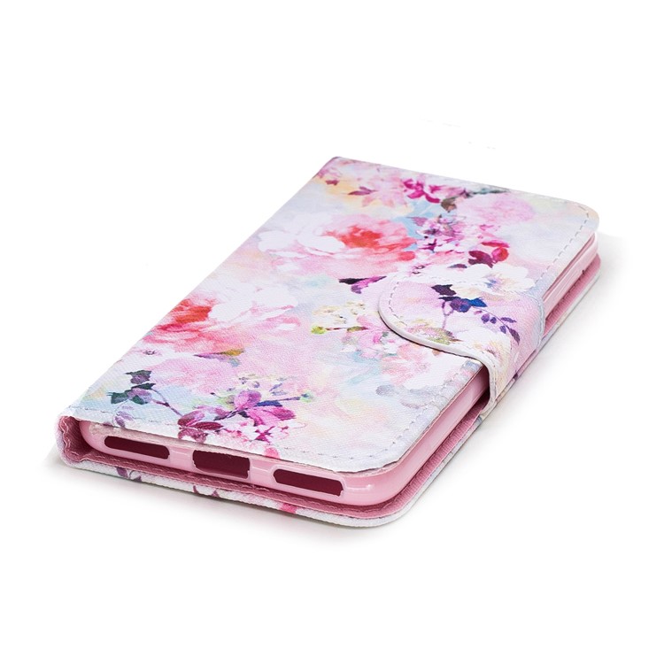 Patterned Leather Wallet Case for Huawei Y6 Pro (2017) / Enjoy 7 / P9 lite mini - Vivid Flowers-4