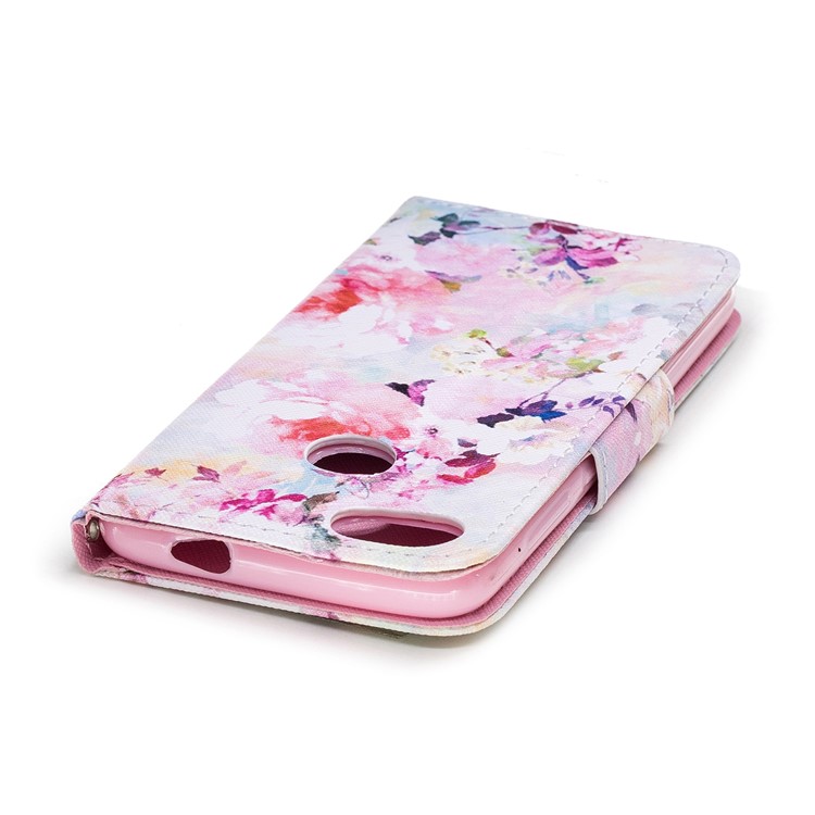 Patterned Leather Wallet Case for Huawei Y6 Pro (2017) / Enjoy 7 / P9 lite mini - Vivid Flowers-5