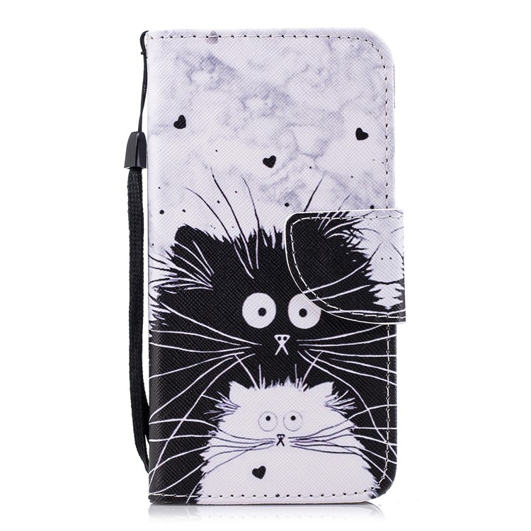 Pattern Printing PU Leather Magnetic Wallet Stand Protective Shell for Huawei Y6 (2017)/Y5 (2017) - Black and White Animals-1
