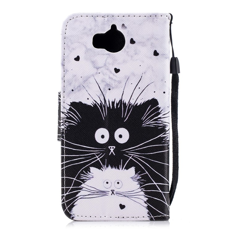 Pattern Printing PU Leather Magnetic Wallet Stand Protective Shell for Huawei Y6 (2017)/Y5 (2017) - Black and White Animals-2