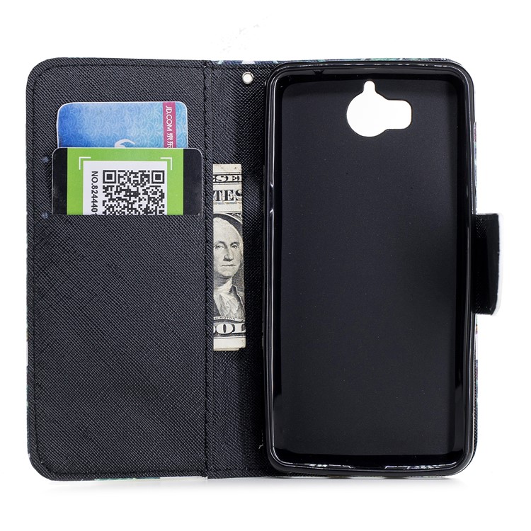 Pattern Printing PU Leather Magnetic Wallet Stand Protective Shell for Huawei Y6 (2017)/Y5 (2017) - Black and White Animals-7