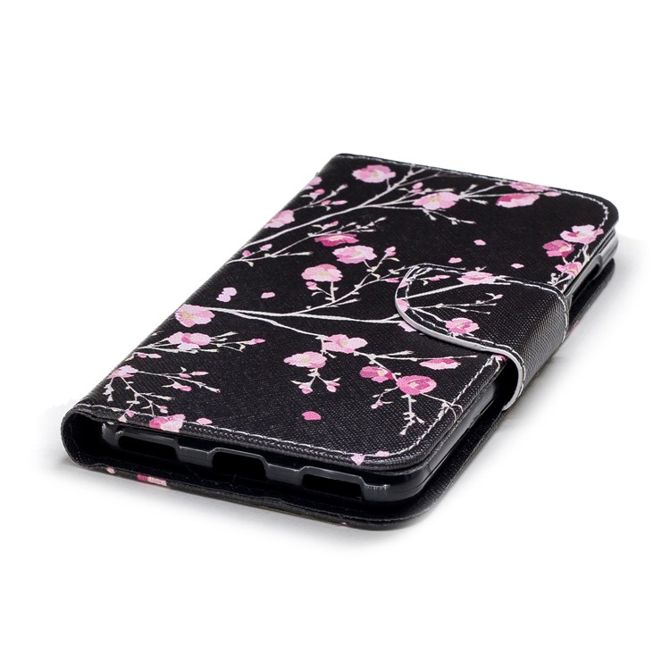 Pattern Printing PU Leather Magnetic Wallet Stand Protective Casing for Huawei Y6 (2017)/Y5 (2017) - Pink Flower-4