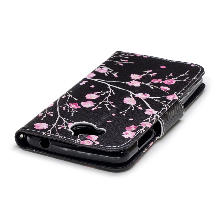 Pattern Printing PU Leather Magnetic Wallet Stand Protective Casing for Huawei Y6 (2017)/Y5 (2017) - Pink Flower-5