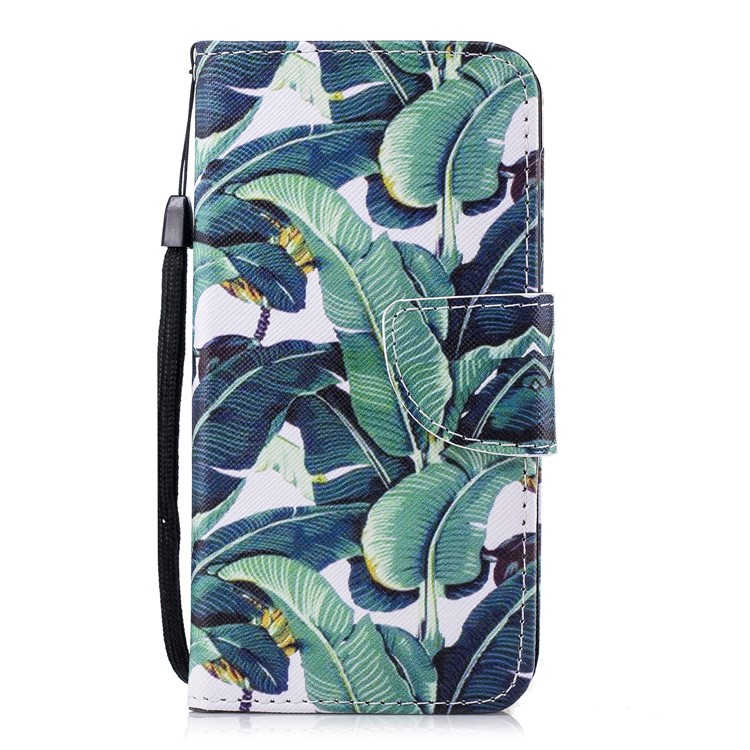 Pattern Printing PU Leather Magnetic Wallet Stand Protective Cover for Huawei Y6 (2017)/Y5 (2017) - Banana Tree-1