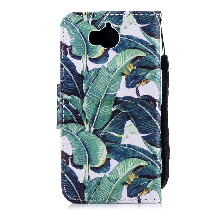 Pattern Printing PU Leather Magnetic Wallet Stand Protective Cover for Huawei Y6 (2017)/Y5 (2017) - Banana Tree-2