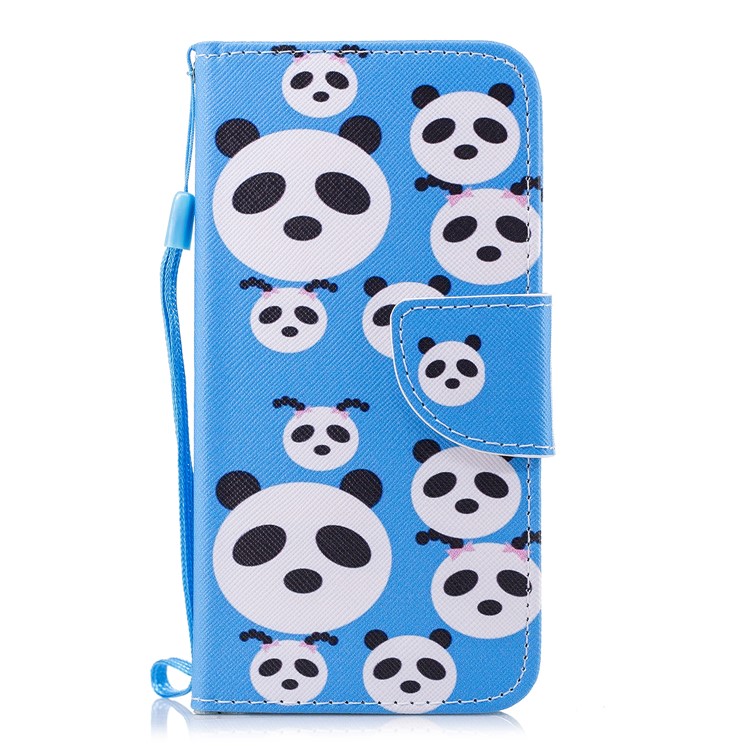 Pattern Printing PU Leather Magnetic Wallet Stand Protective Mobile Phone Shell for Huawei Y6 (2017)/Y5 (2017) - Pandas-1