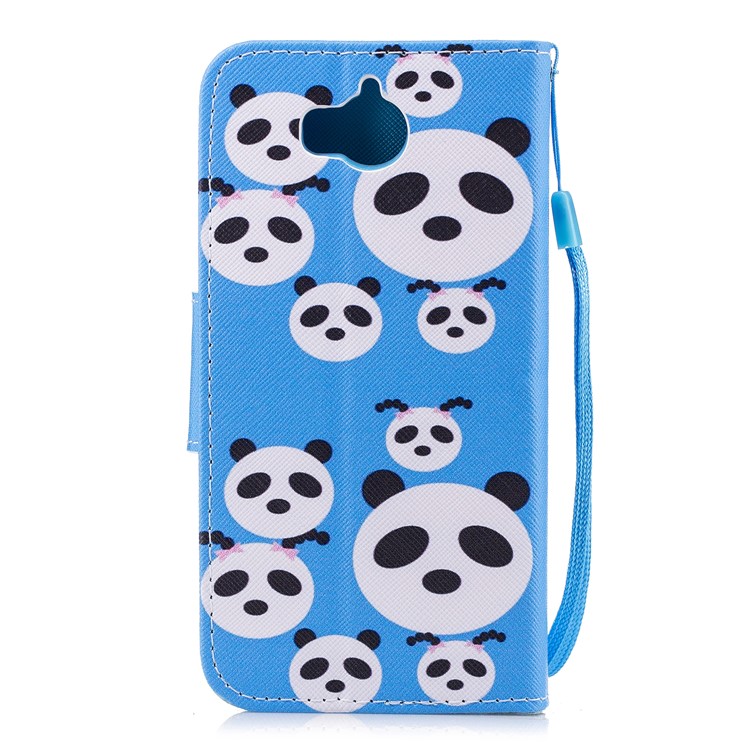 Pattern Printing PU Leather Magnetic Wallet Stand Protective Mobile Phone Shell for Huawei Y6 (2017)/Y5 (2017) - Pandas-2