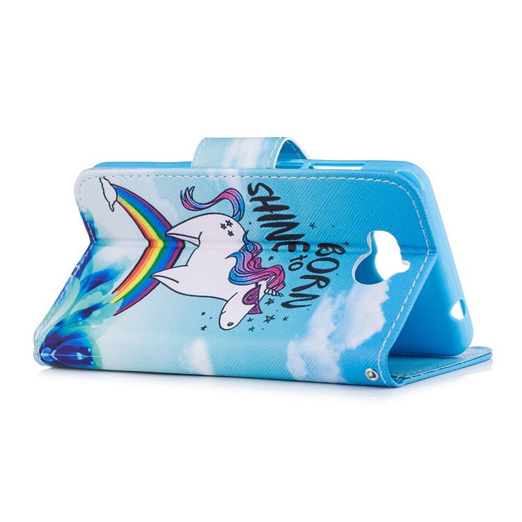 Pattern Printing PU Leather Magnetic Wallet Stand Protective Cell Phone Shell for Huawei Y6 (2017)/Y5 (2017) - Unicorn on Rainbow-3