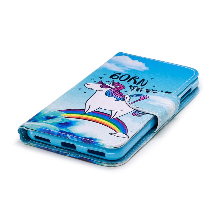 Pattern Printing PU Leather Magnetic Wallet Stand Protective Cell Phone Shell for Huawei Y6 (2017)/Y5 (2017) - Unicorn on Rainbow-4