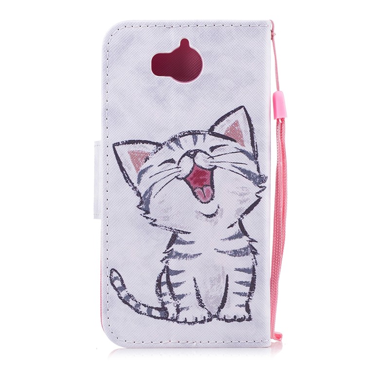 Pattern Printing PU Leather Magnetic Wallet Stand Protective Cell Phone Cover for Huawei Y6 (2017)/Y5 (2017) - Cat-2