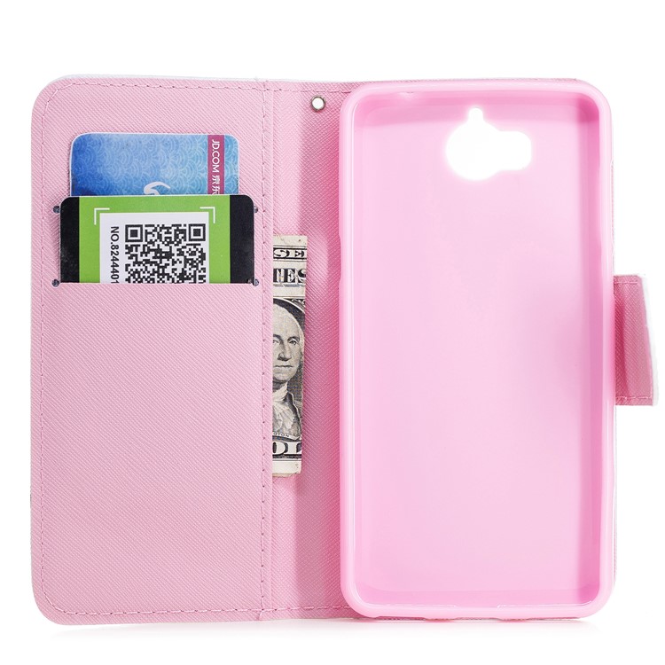 Pattern Printing PU Leather Magnetic Wallet Stand Protective Cell Phone Cover for Huawei Y6 (2017)/Y5 (2017) - Cat-7