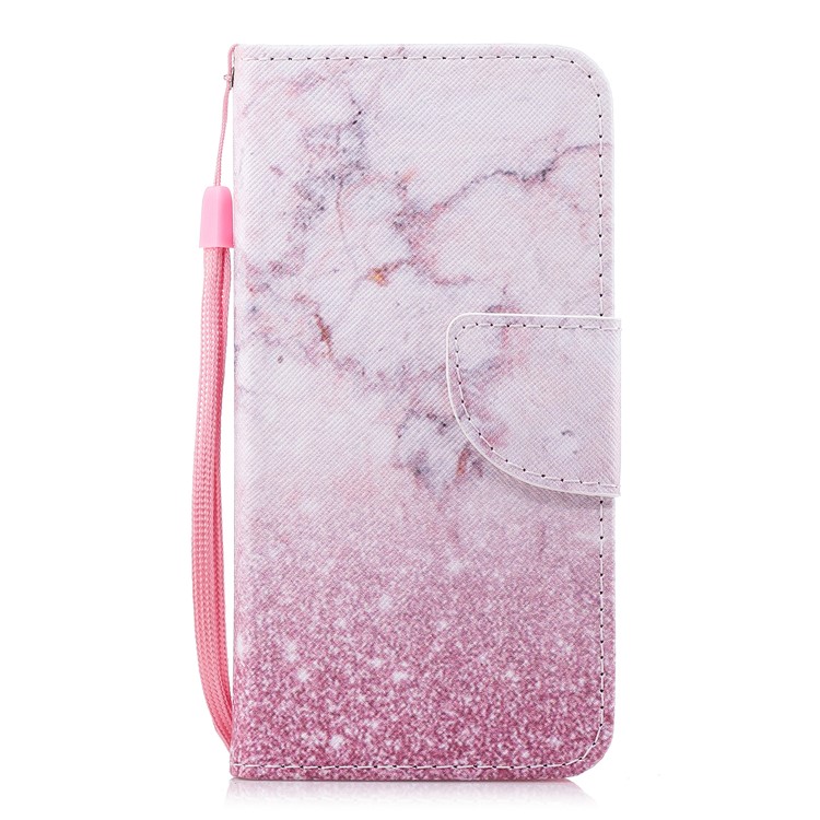 Pattern Printing PU Leather Magnetic Wallet Stand Protective Mobile Phone Case for Huawei Y6 (2017)/Y5 (2017) - Marble-1