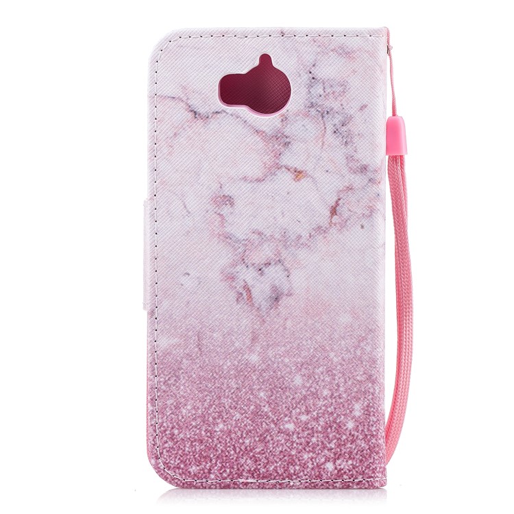 Pattern Printing PU Leather Magnetic Wallet Stand Protective Mobile Phone Case for Huawei Y6 (2017)/Y5 (2017) - Marble-2
