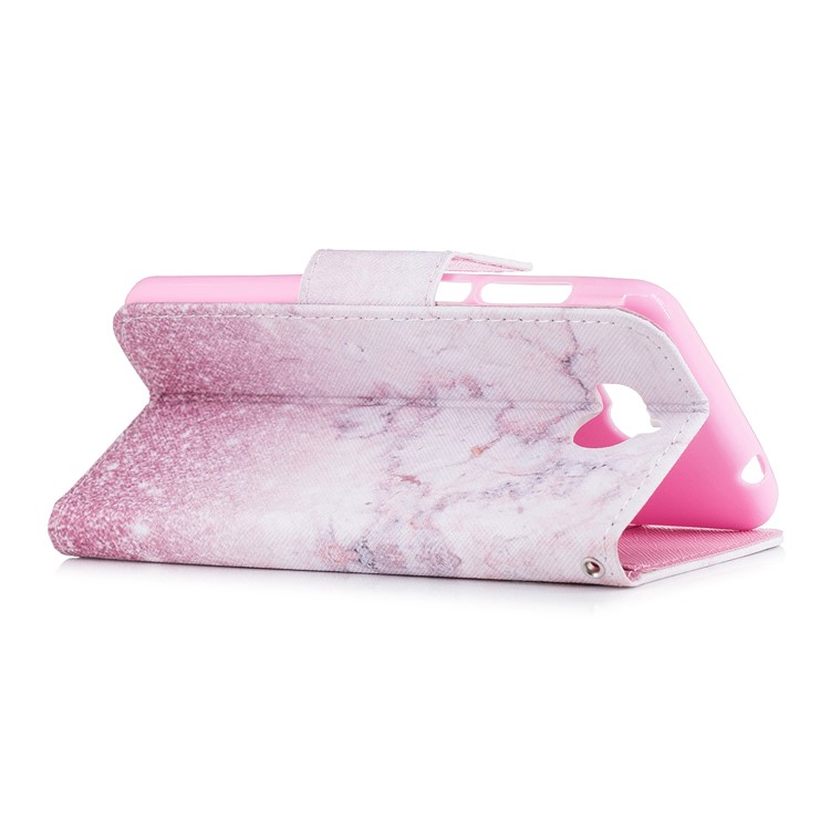 Pattern Printing PU Leather Magnetic Wallet Stand Protective Mobile Phone Case for Huawei Y6 (2017)/Y5 (2017) - Marble-3