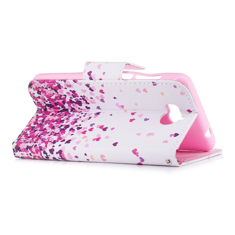 Pattern Printing PU Leather Magnetic Wallet Stand Protective Cell Phone Case for Huawei Y6 (2017)/Y5 (2017) - Falling Hearts-3