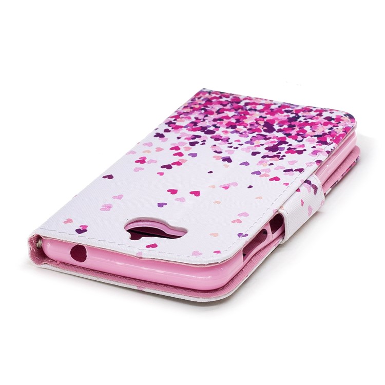 Pattern Printing PU Leather Magnetic Wallet Stand Protective Cell Phone Case for Huawei Y6 (2017)/Y5 (2017) - Falling Hearts-5