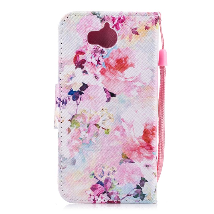Pattern Printing PU Leather Magnetic Wallet Stand Protective Flip Shell for Huawei Y6 (2017)/Y5 (2017) - Beautiful Flower-2