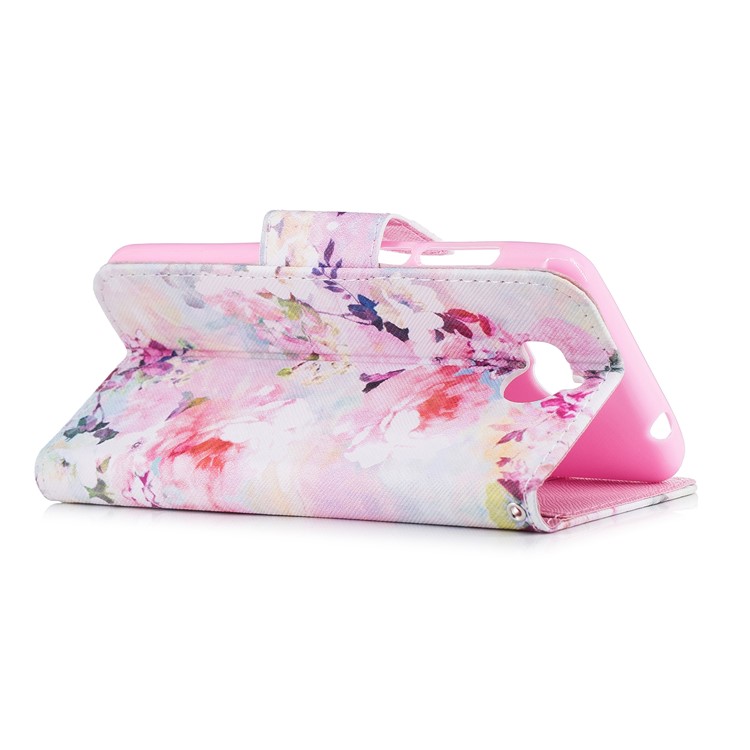 Pattern Printing PU Leather Magnetic Wallet Stand Protective Flip Shell for Huawei Y6 (2017)/Y5 (2017) - Beautiful Flower-3